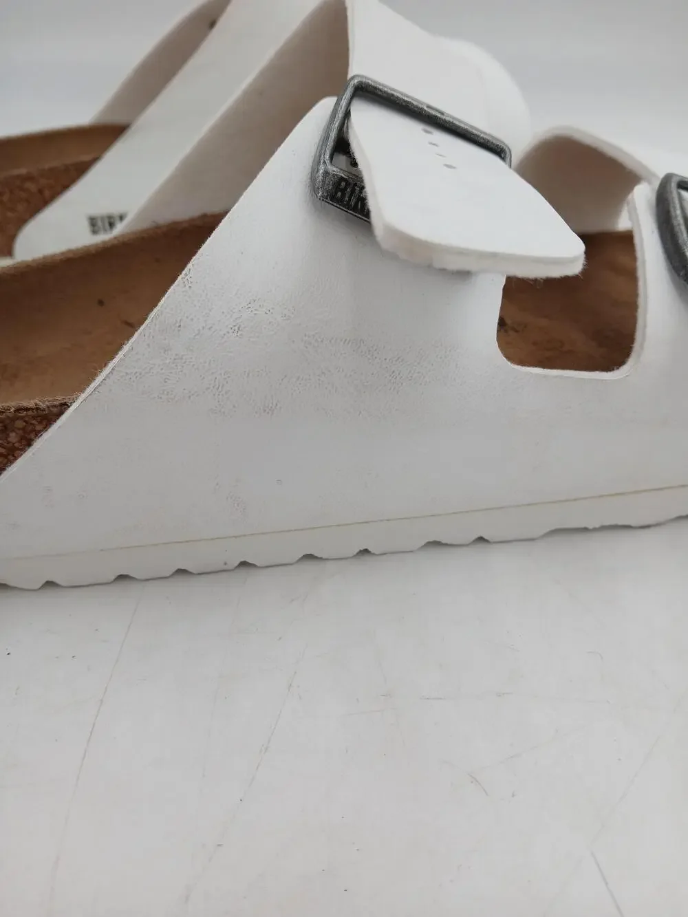 Birkenstock Arizona Shoes Mens Size 9 White Slide Sandals Arch Support Germany